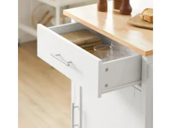 Best SoBuy Küchenwagen mit Arbeitsplatte Servierwagen Rollwagen Weiß FKW102-WN