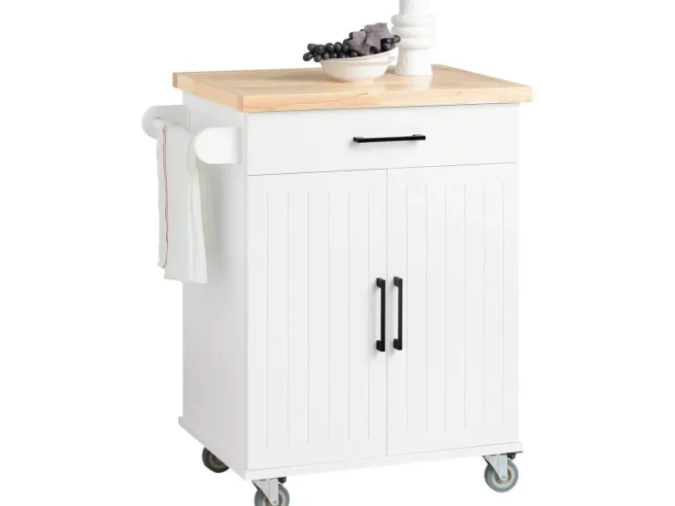 Outlet SoBuy Küchenwagen mit Arbeitsplatte Servierwagen Rollwagen Kücheninsel FKW119-WN