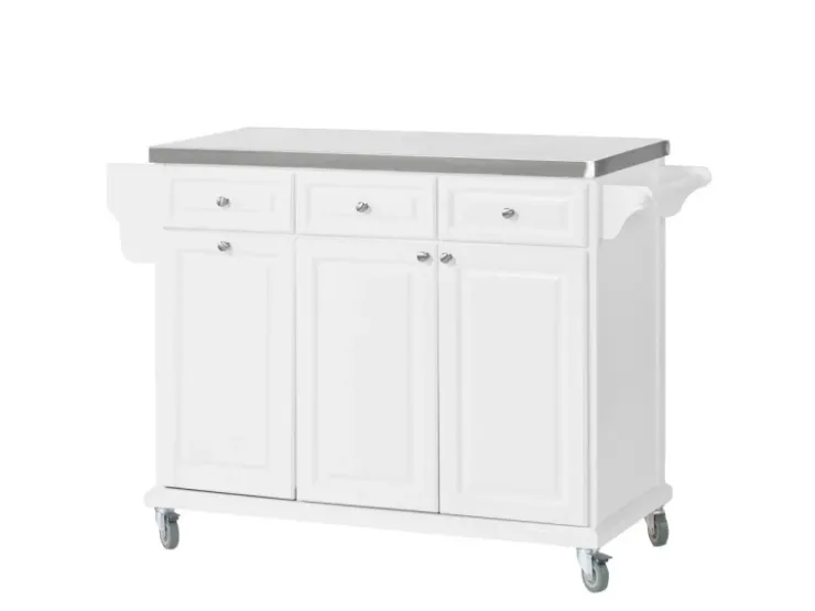 Hot SoBuy Küchenwagen mit Edelstahltop Küchenschrank Rollwagen Weiß FKW33-W