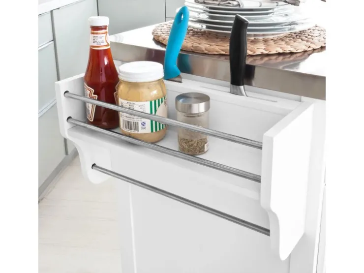 Hot SoBuy Küchenwagen mit Edelstahltop Küchenschrank Rollwagen Weiß FKW33-W