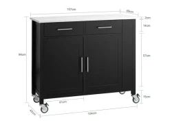 SoBuy Kücheninseln|Servierwagen<Küchenwagen mit Edelstahlplatte Kücheninsel Rollwagen Schwarz FKW108-SCH