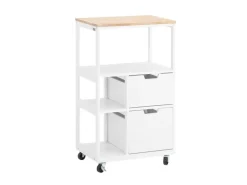 Discount Küchenwagen mit 2 Schubladen 3 Ablagen Servierwagen 53x89x37cm FKW111-WN Servierwagen