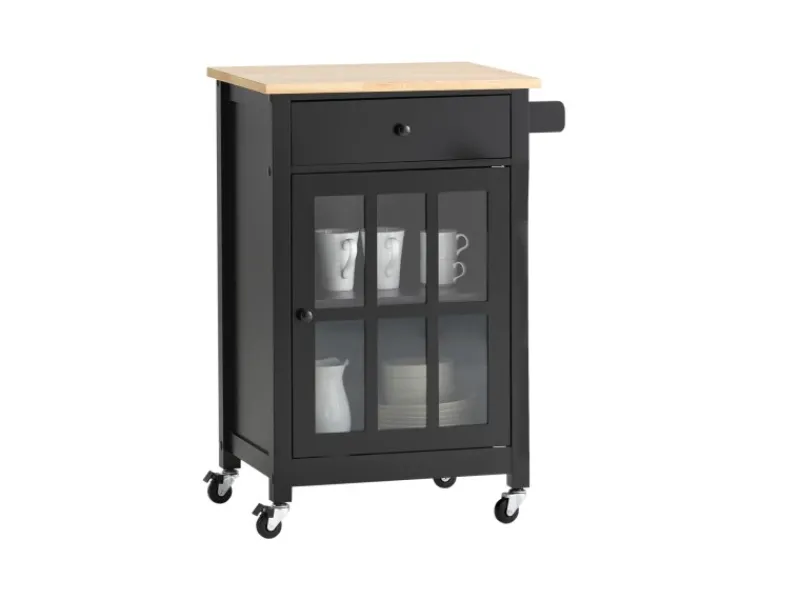 Sale Küchenwagen mit 1 Tür Servierwagen Rollwagen Schwarz FKW98-SCH Servierwagen|Schneidebretter