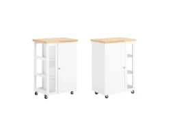 SoBuy Servierwagen|Schneidebretter<Küchenwagen Servierwagen mit 3 Ablagefächern Küchenregal 60x90x40cm Weiß FKW75-WN