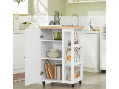SoBuy Servierwagen|Schneidebretter<Küchenwagen Servierwagen mit 3 Ablagefächern Küchenregal 60x90x40cm Weiß FKW75-WN