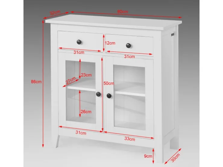 SoBuy Küchenschränke<Kommode Flurschrank Sideboard mit 2 Türen Küchenschrank 80cm FSB05-W