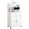 Best SoBuy Mikrowellenschrank mit Rollen Küchenwagen Weiß 62cm FSB12-W
