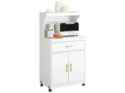 Best SoBuy Mikrowellenschrank mit Rollen Küchenwagen Weiß 62cm FSB12-W