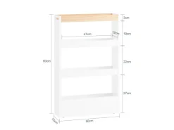 Outlet SoBuy Nischenwagen mit 4 Etagen Küchenregal Schmal Weiß 15x80x50cm NSR12-W