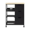 Best SoBuy Servierwagen Küchenwagen mit 2 Ablagen und 1 Tablett Küchenregal 67x84x37cm Schwarz FKW79-SCH