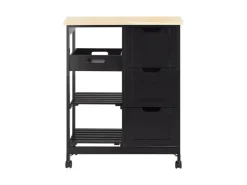 Best SoBuy Servierwagen Küchenwagen mit 2 Ablagen und 1 Tablett Küchenregal 67x84x37cm Schwarz FKW79-SCH