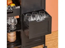 Best SoBuy Servierwagen Küchenwagen mit 2 Ablagen und 1 Tablett Küchenregal 67x84x37cm Schwarz FKW79-SCH