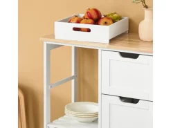 SoBuy Servierwagen|Küchenregale<Servierwagen Küchenwagen mit 2 Ablagen und 1 Tablett Küchenregal 67x84x37cm Weiß FKW79-W