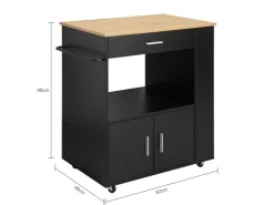 Hot SoBuy Servierwagen Küchenwagen Rollwagen Küchenrollwagen Schwarz FKW113-SCH
