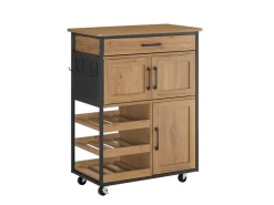 Sale SoBuy Servierwagen Küchenwagen Rollwagen mit Schubladen und Weinregal 67x88x37cm FKW134-N