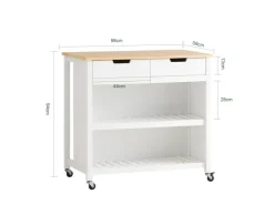 New SoBuy Servierwagen mit 2 Ablagen Küchenwagen Küchenregal 98x94x58cm Weiß FKW74-WN