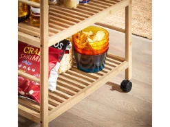 New Servierwagen mit Rollen Küchenwagen Küchenregal Natur 65x80x35cm SVW24-N Servierwagen|Küchenregale