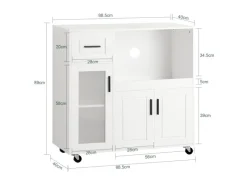 Online Sideboard auf Rollen Küchenwagen Mikrowellenschrank Rollwagen FSB78-W Servierwagen|Küchenschränke
