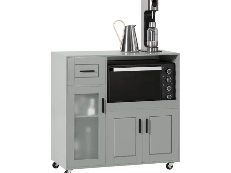 Sale SoBuy Sideboard auf Rollen Küchenwagen Mikrowellenschrank Rollwagen FSB78-HG