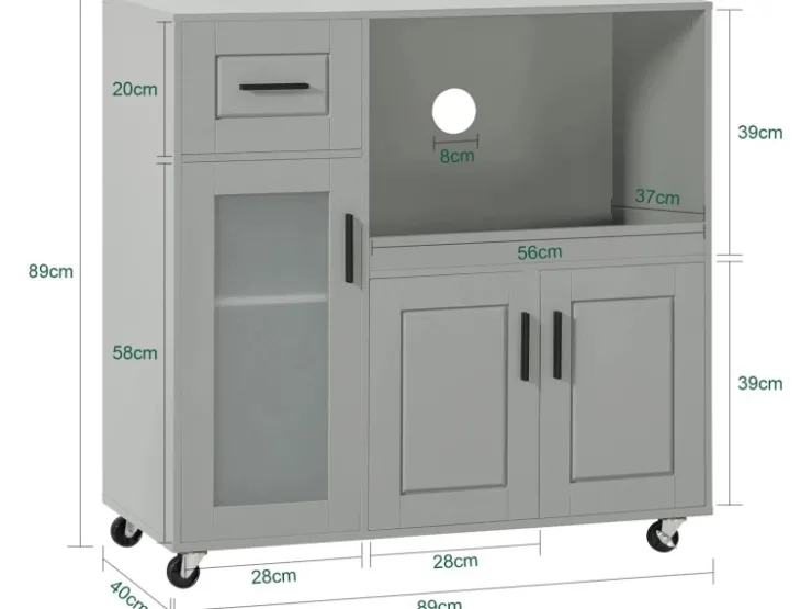 Sale SoBuy Sideboard auf Rollen Küchenwagen Mikrowellenschrank Rollwagen FSB78-HG