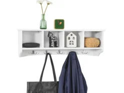 Hot SoBuy Wandgarderobe mit 5 Haken Holzwerkstoff Weiß FRG48-L-W