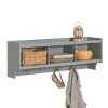 Hot SoBuy Wandgarderobe mit 3 Körben und 4 Haken MDF Grau FHK28-HG