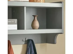 Hot SoBuy Wandgarderobe mit 3 Körben und 4 Haken MDF Grau FHK28-HG