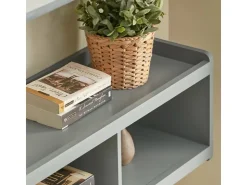 Hot SoBuy Wandgarderobe mit 3 Körben und 4 Haken MDF Grau FHK28-HG