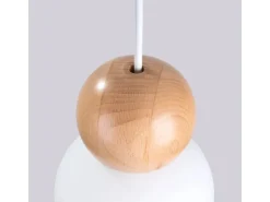 Hot Sollux Lighting Hängeleuchte Pekka 3P Weiß/Naturfarbenes Holz