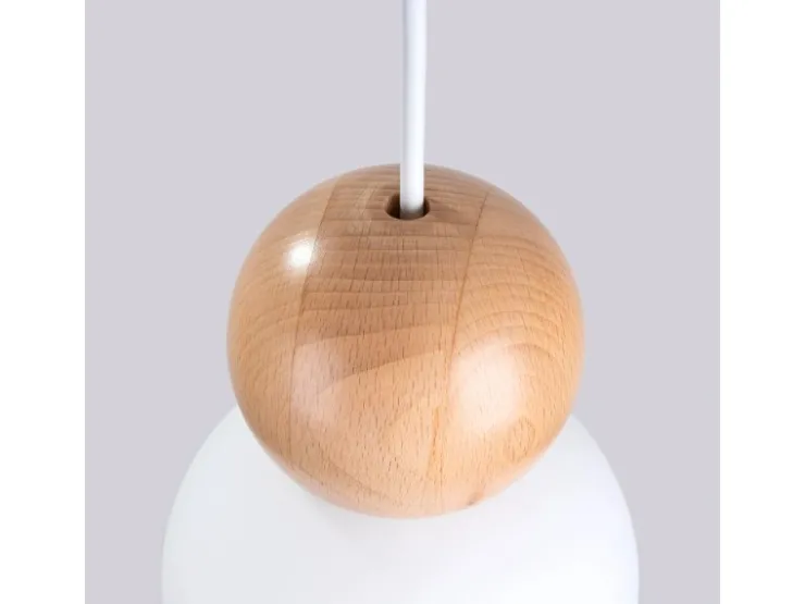 Hot Sollux Lighting Hängeleuchte Pekka 3P Weiß/Naturfarbenes Holz