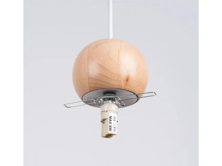 Hot Sollux Lighting Hängeleuchte Pekka 3P Weiß/Naturfarbenes Holz