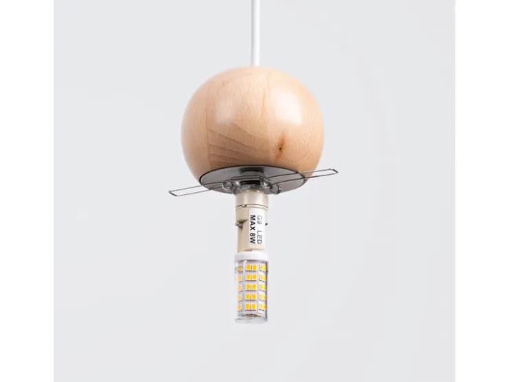 Hot Sollux Lighting Hängeleuchte Pekka 3P Weiß/Naturfarbenes Holz