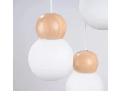 Hot Sollux Lighting Hängeleuchte Pekka 3P Weiß/Naturfarbenes Holz
