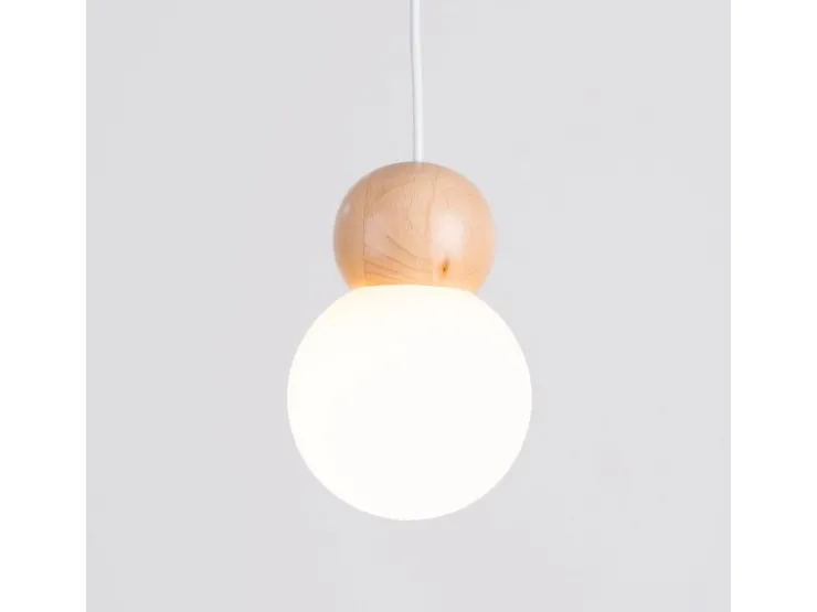 Hot Sollux Lighting Hängeleuchte Pekka 3P Weiß/Naturfarbenes Holz
