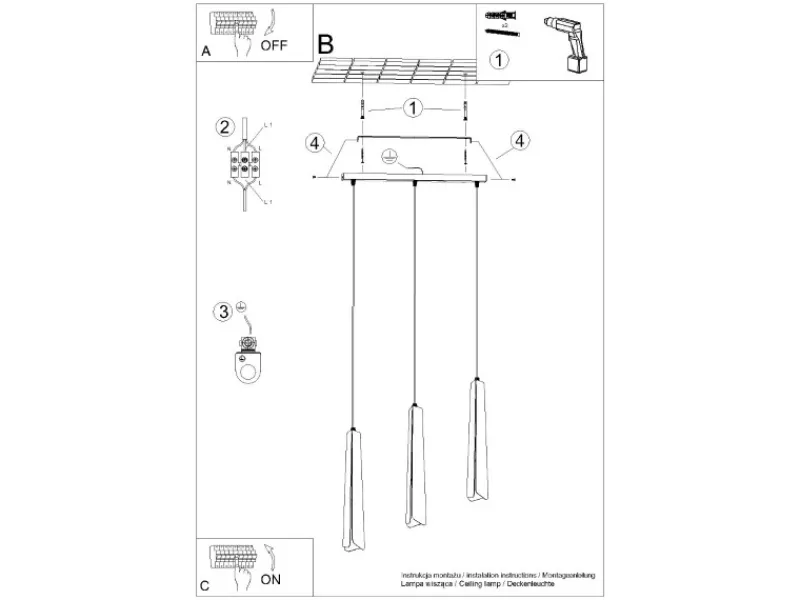 Clearance Lighting Hängeleuchte Prysm 3L Weiß Kücheninseln