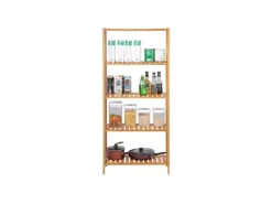 Songmics Küchenregale<Badregal 5 Ebenen 60 cm x 26 cm x 130 cm Naturfarben