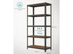 Songmics Küchenregale<Lagerregal 40 cm x 90 cm x 180 cm Braun-Schwarz