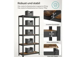 Songmics Küchenregale<Lagerregal 40 cm x 90 cm x 180 cm Braun-Schwarz