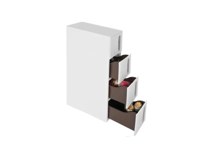 Songmics Servierwagen<Nischenregal mit Rollen 45 cm x 17 cm x 84 cm Weiß-Braun