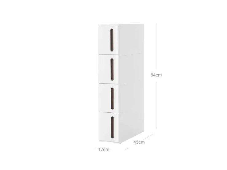Songmics Servierwagen<Nischenregal mit Rollen 45 cm x 17 cm x 84 cm Weiß-Braun