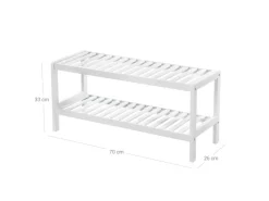 Songmics Küchenregale<Schuhregal Bambus 26 cm x 70 cm x 33 cm Weiß