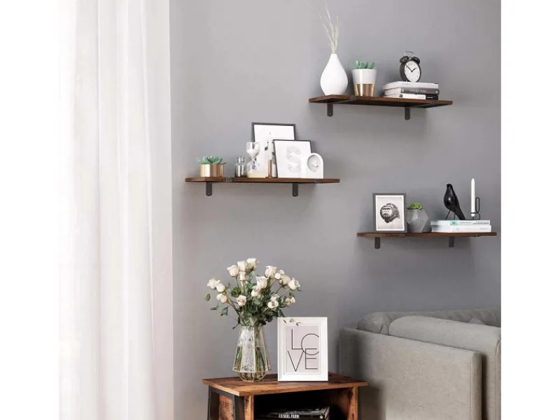 Sale Schweberegal 60 cm x 20 cm x 7 cm Braun-Schwarz Küchenregale