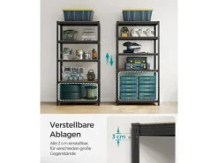 Online Standregal 50 cm x 100 cm x 200 cm Braun-Schwarz Küchenregale