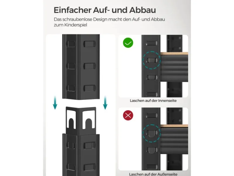 Online Standregal 50 cm x 100 cm x 200 cm Braun-Schwarz Küchenregale