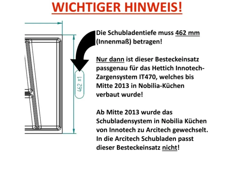 Discount Besteckeinsatz ORGA-BOX II MAXI 462 x 509 x 50 mm Silbergrau Für Nobilia 60er Schublade Besteckkästen