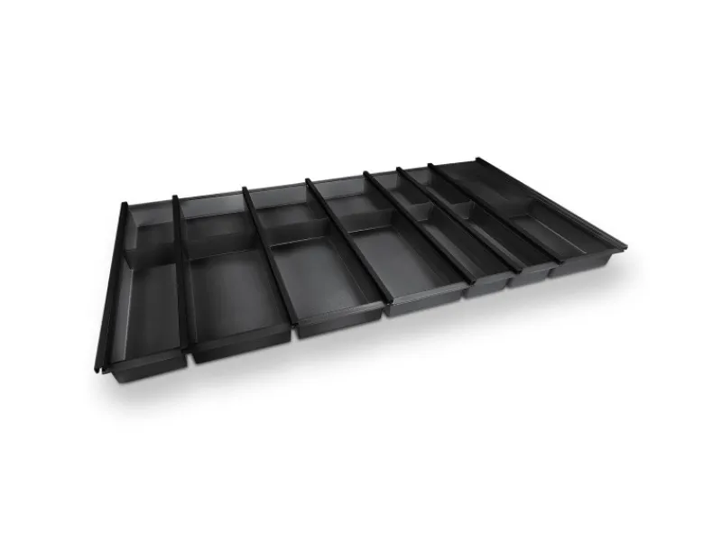Best Cuisio Besteckeinsatz Höhe 55mm Transluzent Anthrazit mit Messerblock Für Blum Legrabox 473mm Korpusbreite 1000mm Besteckkästen