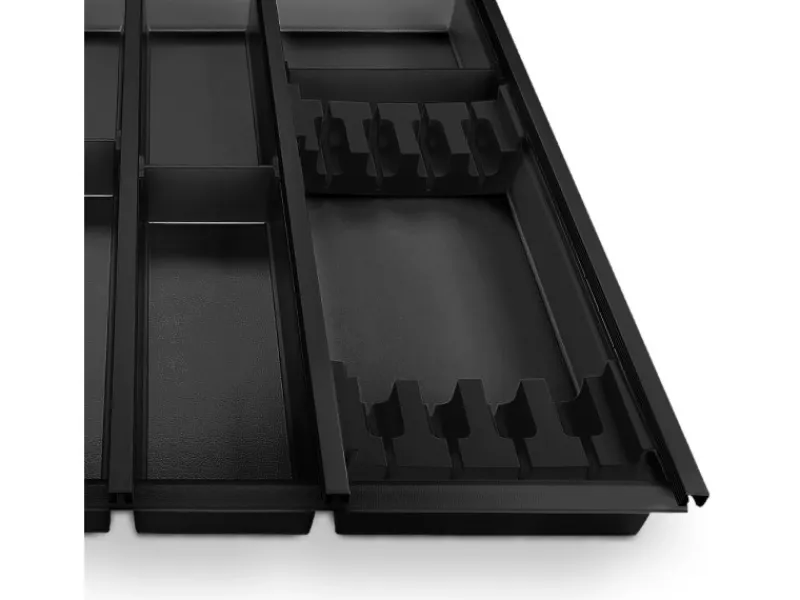 Best Cuisio Besteckeinsatz Höhe 55mm Transluzent Anthrazit mit Messerblock Für Blum Legrabox 473mm Korpusbreite 1000mm Besteckkästen