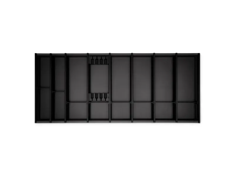 Best Cuisio Besteckeinsatz Höhe 55mm Transluzent Anthrazit mit Messerblock Für Blum Legrabox 473mm Korpusbreite 1200mm Besteckkästen