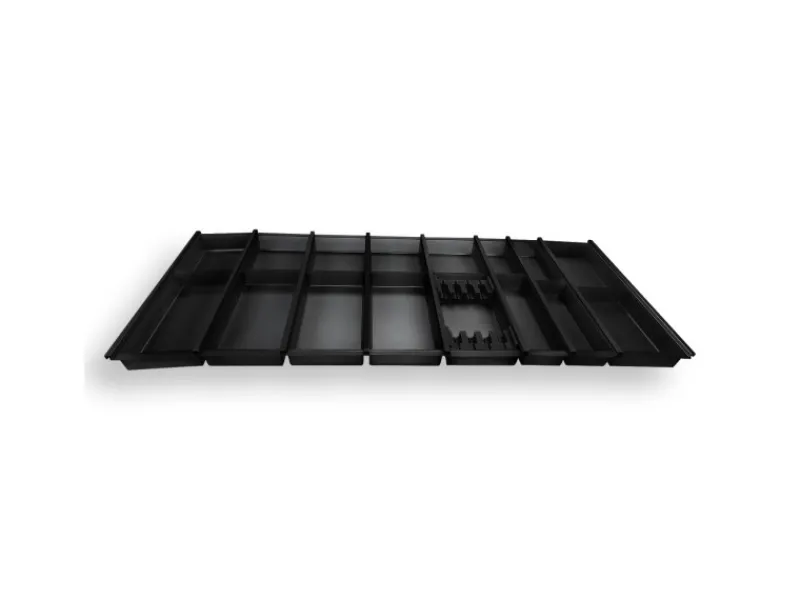 Best Cuisio Besteckeinsatz Höhe 55mm Transluzent Anthrazit mit Messerblock Für Blum Legrabox 473mm Korpusbreite 1200mm Besteckkästen