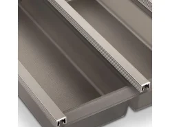 Cuisio Besteckeinsatz 450 mm Höhe 55 mm Transluzent Graphitgrau mit Messerblock Besteckkästen